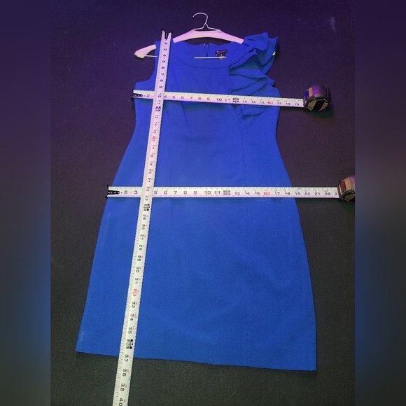 New Directions Women's Blue Polyester Round Neck Sleeveless Knee Length Dress 10 - Picture 11 of 11